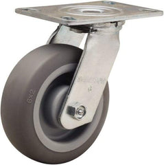 Hamilton - 6" Diam x 2" Wide x 7-1/2" OAH Top Plate Mount Swivel Caster - Rubber Mold on Polyolefin, 410 Lb Capacity, Straight Roller Bearing, 4-1/2 x 6-1/4" Plate - Benchmark Tooling