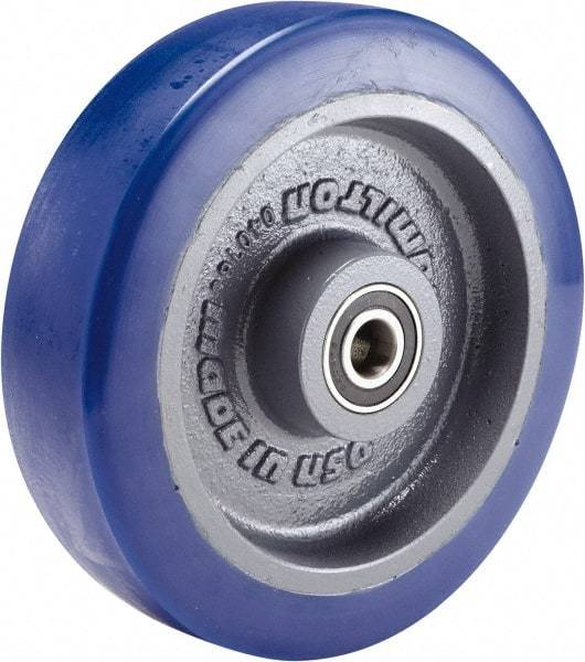 Hamilton - 8 Inch Diameter x 2 Inch Wide, Polyurethane Mold on to Cast Iron Center Caster Wheel - 2,700 Lb. Capacity, 3-1/4 Inch Hub Length, 3/4 Inch Axle Diameter, Sealed Precision Ball Bearing - Benchmark Tooling
