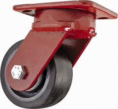 Hamilton - 4" Diam x 2" Wide x 5-5/8" OAH Top Plate Mount Swivel Caster - Steel, 1,400 Lb Capacity, Sealed Precision Ball Bearing, 4 x 5" Plate - Benchmark Tooling