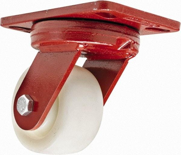 Hamilton - 4" Diam x 2" Wide x 5-5/8" OAH Top Plate Mount Swivel Caster - Plastic, 800 Lb Capacity, Sealed Precision Ball Bearing, 4-1/2 x 6-1/2" Plate - Benchmark Tooling