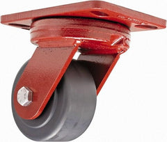 Hamilton - 4" Diam x 2" Wide x 5-5/8" OAH Top Plate Mount Swivel Caster - Plastic, 2,000 Lb Capacity, Sealed Precision Ball Bearing, 4-1/2 x 6-1/2" Plate - Benchmark Tooling