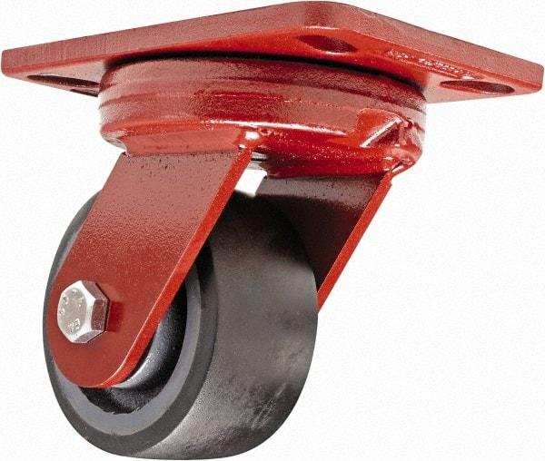 Hamilton - 4" Diam x 2" Wide x 5-5/8" OAH Top Plate Mount Swivel Caster - Polyurethane, 975 Lb Capacity, Sealed Precision Ball Bearing, 4-1/2 x 6-1/2" Plate - Benchmark Tooling