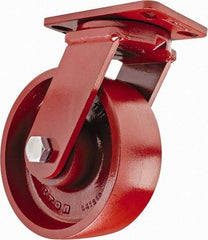 Hamilton - 8" Diam x 3" Wide x 10-1/4" OAH Top Plate Mount Swivel Caster - Steel, 2,600 Lb Capacity, Sealed Precision Ball Bearing, 4-1/2 x 6-1/2" Plate - Benchmark Tooling