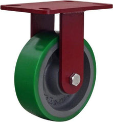 Hamilton - 6" Diam x 2" Wide x 7-1/2" OAH Top Plate Mount Rigid Caster - Polyurethane, 1,200 Lb Capacity, Sealed Precision Ball Bearing, 4 x 4-1/2" Plate - Benchmark Tooling