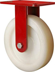 Hamilton - 8" Diam x 2" Wide x 9-1/2" OAH Top Plate Mount Rigid Caster - Plastic, 1,100 Lb Capacity, Sealed Precision Ball Bearing, 4 x 4-1/2" Plate - Benchmark Tooling