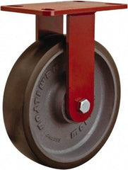 Hamilton - 8" Diam x 2" Wide x 9-1/2" OAH Top Plate Mount Rigid Caster - Polyurethane, 1,950 Lb Capacity, Sealed Precision Ball Bearing, 4 x 4-1/2" Plate - Benchmark Tooling