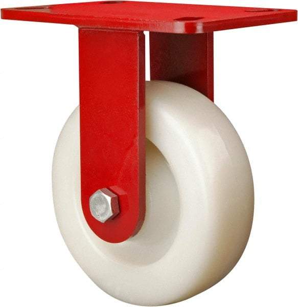 Hamilton - 6" Diam x 2" Wide x 7-1/2" OAH Top Plate Mount Rigid Caster - Plastic, 1,000 Lb Capacity, Sealed Precision Ball Bearing, 4 x 4-1/2" Plate - Benchmark Tooling