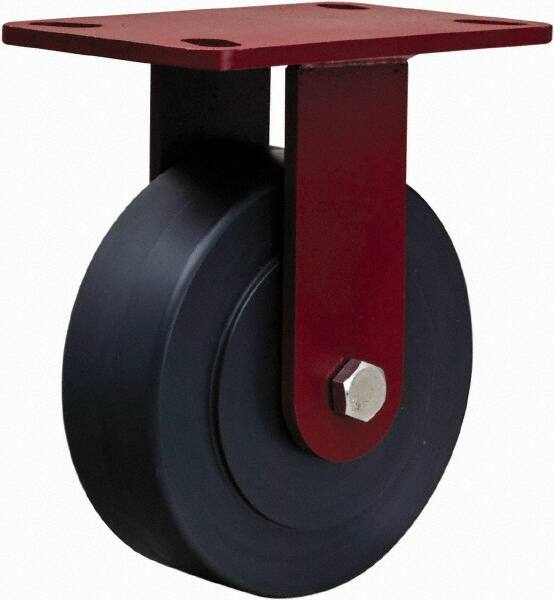 Hamilton - 6" Diam x 2" Wide x 7-1/2" OAH Top Plate Mount Rigid Caster - Plastic, 2,300 Lb Capacity, Sealed Precision Ball Bearing, 4 x 4-1/2" Plate - Benchmark Tooling