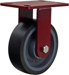 Hamilton - 6" Diam x 2" Wide x 7-1/2" OAH Top Plate Mount Rigid Caster - Polyurethane, 1,560 Lb Capacity, Sealed Precision Ball Bearing, 4 x 4-1/2" Plate - Benchmark Tooling