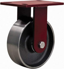 Hamilton - 6" Diam x 2" Wide x 7-1/2" OAH Top Plate Mount Rigid Caster - Steel, 2,500 Lb Capacity, Sealed Precision Ball Bearing, 4 x 4-1/2" Plate - Benchmark Tooling