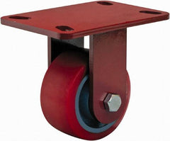 Hamilton - 4" Diam x 2" Wide x 5-5/8" OAH Top Plate Mount Rigid Caster - Polyurethane, 900 Lb Capacity, Sealed Precision Ball Bearing, 4 x 4-1/2" Plate - Benchmark Tooling