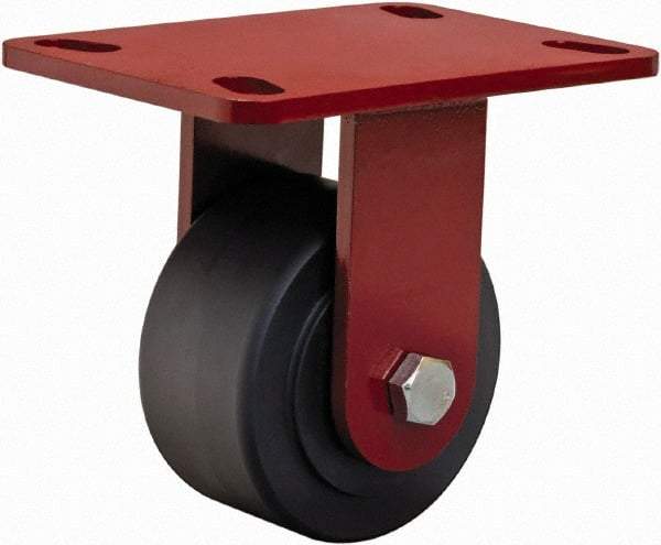 Hamilton - 4" Diam x 2" Wide x 5-5/8" OAH Top Plate Mount Rigid Caster - Plastic, 1,000 Lb Capacity, Sealed Precision Ball Bearing, 4 x 4-1/2" Plate - Benchmark Tooling