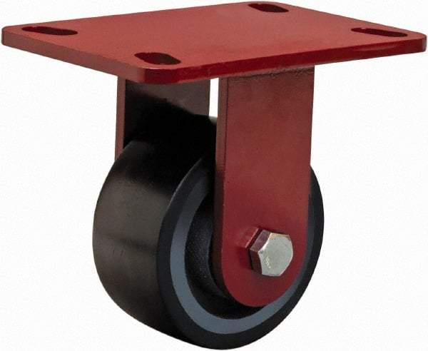 Hamilton - 4" Diam x 2" Wide x 5-5/8" OAH Top Plate Mount Rigid Caster - Polyurethane, 975 Lb Capacity, Sealed Precision Ball Bearing, 4 x 4-1/2" Plate - Benchmark Tooling
