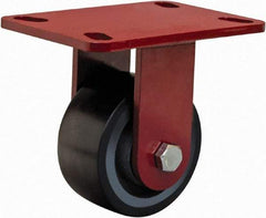 Hamilton - 4" Diam x 2" Wide x 5-5/8" OAH Top Plate Mount Rigid Caster - Polyurethane, 975 Lb Capacity, Sealed Precision Ball Bearing, 4 x 4-1/2" Plate - Benchmark Tooling