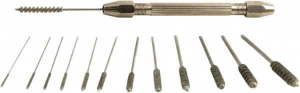 Brush Research Mfg. - 12 Piece, 1" Diam, Power Tube Brush Set - Stainless Steel Fill - Benchmark Tooling