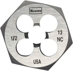 Irwin - 1/2-13 Thread, 1" Hex, Right Hand Thread, Hex Rethreading Die - Carbon Steel - Exact Industrial Supply