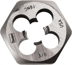 Irwin - 7/16-14 Thread, 1" Hex, Right Hand Thread, Hex Rethreading Die - Carbon Steel - Exact Industrial Supply