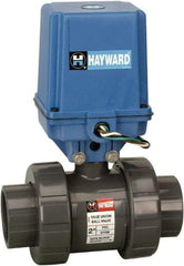 Hayward - 2" Pipe, 250 psi WOG Rating, PVC Electric Actuated Ball Valve - EPDM Seal, Full Port, 250 WSP Rating - Benchmark Tooling