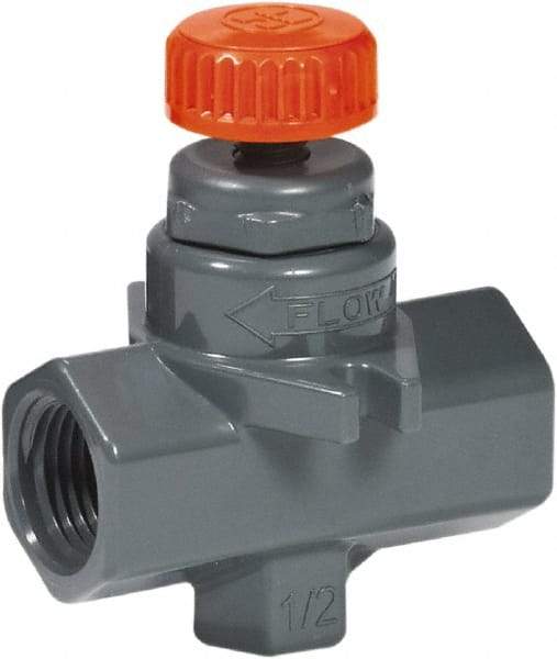 Hayward - 3/8" Pipe, Inline Needle Valve - FPM Seal, Threaded Ends, Grade PVC Cell Class 12454 per ASTM D1784 PVC Valve, 150 Max psi - Benchmark Tooling