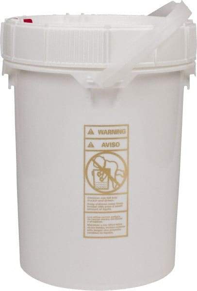 Made in USA - 5 Gal, High-Density Polyethylene Round White Single Pail - Handle & Lid Included - Benchmark Tooling