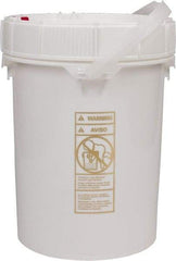 Made in USA - 5 Gal, High-Density Polyethylene Round White Single Pail - Handle & Lid Included - Benchmark Tooling