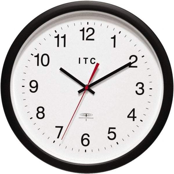 Infinity Insttruments - 13-3/4 Inch Diameter, White Face, Dial Wall Clock - Analog Display, Black Case, Runs on AA Battery - Benchmark Tooling