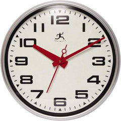Infinity Insttruments - 13-1/2 Inch Diameter, Off White Face, Dial Wall Clock - Analog Display, Silver Case, Runs on AA Battery - Benchmark Tooling
