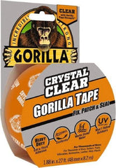 Gorilla Tape - 1-7/8" x 18 Yds Clear Duct Tape - 7 mil, Acrylic Adhesive, Ethylene Copolymer Backing, -4°F to 140°F - Benchmark Tooling