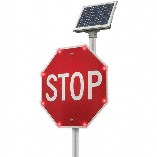 TAPCO - "Stop", 30" Wide x 24" High, Aluminum Stop & Yield Signs - White on Red, Diamond Grade Reflectivity, Octagon, Post Mount - Benchmark Tooling