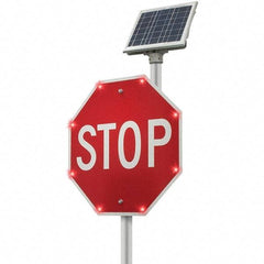 TAPCO - "Stop", 30" Wide x 24" High, Aluminum Stop & Yield Signs - White on Red, Diamond Grade Reflectivity, Octagon, Post Mount - Benchmark Tooling