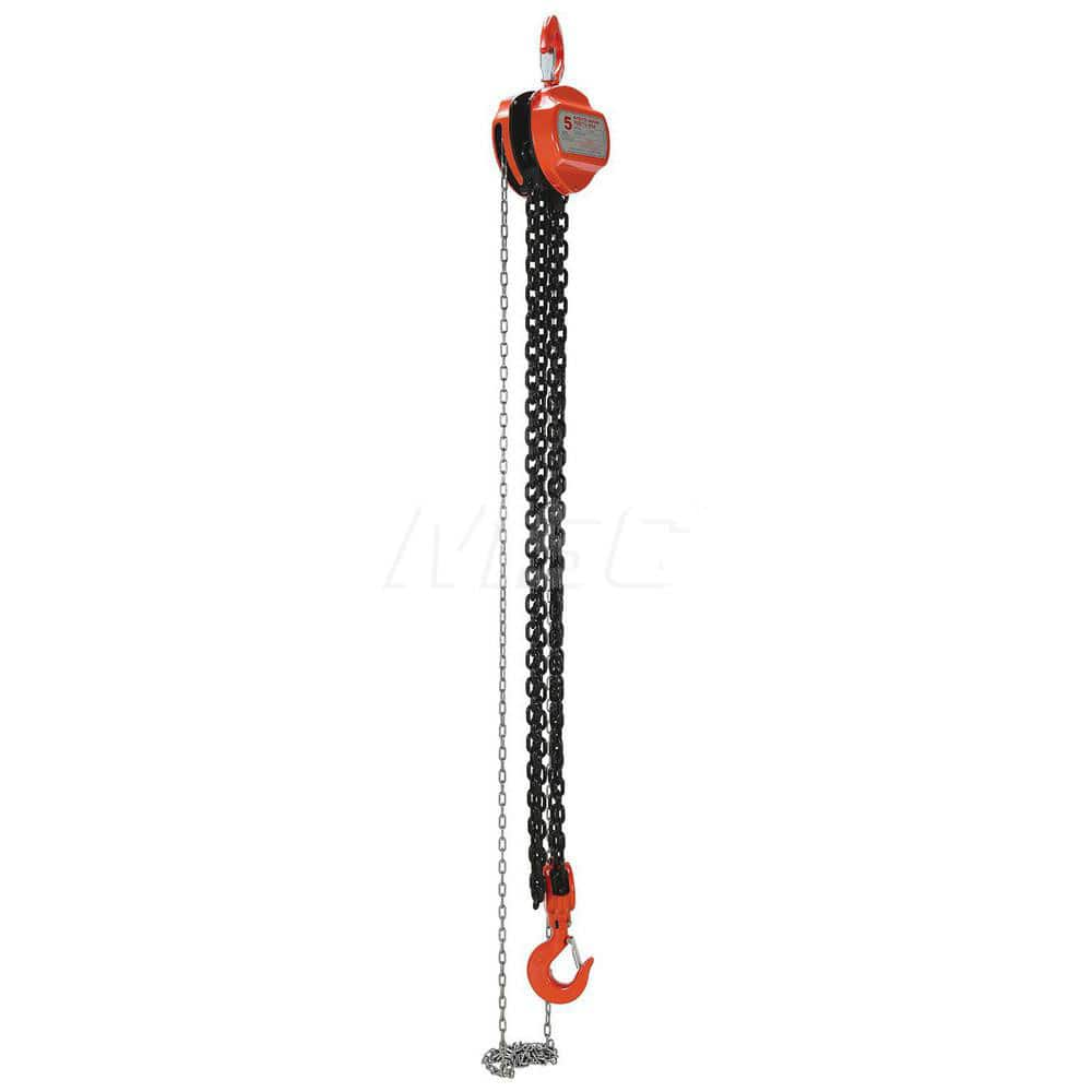 Manual Hand Chain Hoist: 10,000 lb Working Load Limit, 10' Max Lift 90 lb Pull to Lift Load