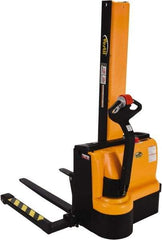 Vestil - 2,200 Lb Capacity, 61" Lift Height, Battery Powered Stacker - 1-1/2" Lowered Height, 42" Fork Length, 58" Overall Width - Benchmark Tooling
