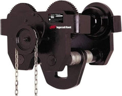 Ingersoll-Rand - 5 Ton Capacity Geared Ball Bearing Trolley - 4.6" to 8" Flange Width, 4-1/2" Wheel Diam, 6" to 24" I-Beam, 60" Min Radius - Benchmark Tooling