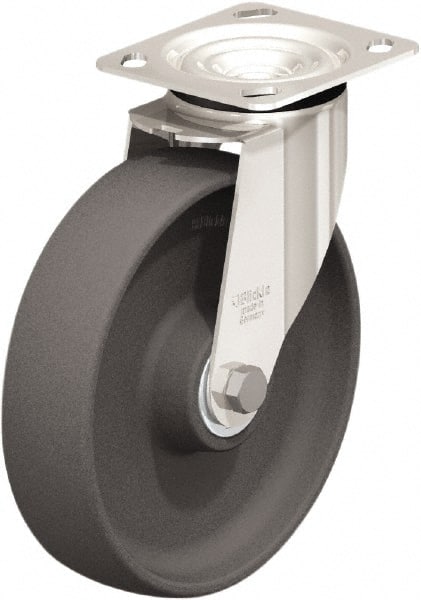 Swivel Top Plate Caster: Nylon, 8″ Wheel Dia, 2″ Wheel Width, 660 lb Capacity, 9-1/4″ OAH Nylon, 660 Lb Capacity, Ball Bearing, 4 x 4-1/2″ Plate