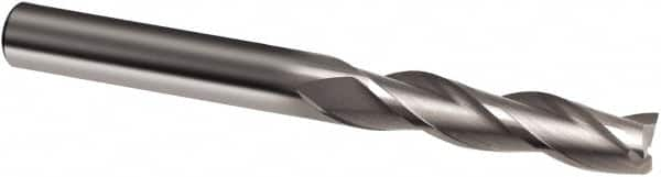 Guhring - 1/2", 3" LOC, 1/2" Shank Diam, 6" OAL, 3 Flute, Solid Carbide Square End Mill - Single End, Uncoated, Spiral Flute, 30° Helix, Right Hand Cut, Right Hand Flute, Series 3169 - Benchmark Tooling