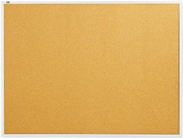 Quartet - 48" Wide x 36" High Open Cork Bulletin Board - Natural Cork over Fiberboard, Aluminum Frame - Benchmark Tooling