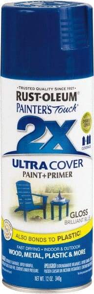 Rust-Oleum - Brilliant Blue, Gloss, Enamel Spray Paint - 8 to 12 Sq Ft per Can, 12 oz Container - Benchmark Tooling