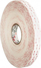 3M - 1/2" x 36 Yd Acrylic Adhesive Double Sided Tape - 45 mil Thick, White, Acrylic Foam Liner, Continuous Roll, Series 4950 - Benchmark Tooling