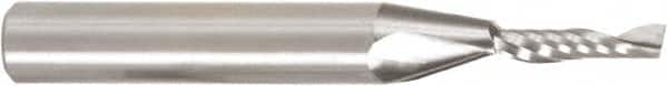 Amana Tool - 1/8" Cutting Diam x 1/2" Length of Cut, 1 Flute, Upcut Spiral Router Bit - Uncoated, Right Hand Cut, Solid Carbide, 2" OAL x 1/8" Shank Diam, 30° Helix Angle - Benchmark Tooling