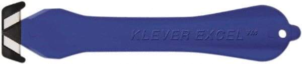 Klever Innovations - Fixed Safety Cutter - 1-1/4" Carbon Steel Blade, Blue Plastic Handle, 1 Blade Included - Benchmark Tooling