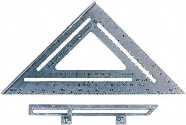 SAVAGE by SWANSON - 12" Blade Length x 12" Base Length, Aluminum Rafter Square - 1/4" Graduation - Benchmark Tooling