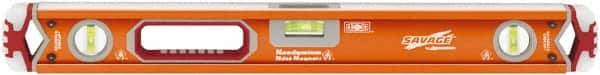 SAVAGE by SWANSON - Magnetic 24" Long 3 Vial Box Beam Level - Aluminum, Orange - Benchmark Tooling