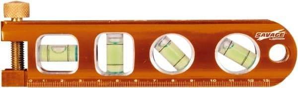 SAVAGE by SWANSON - Magnetic 9" Long 4 Vial Torpedo Level - Aluminum, Orange - Benchmark Tooling