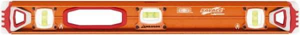 SAVAGE by SWANSON - Magnetic 24" Long 3 Vial I-Beam Level - Aluminum, Orange - Benchmark Tooling