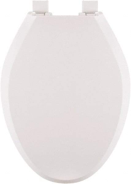 CENTOCO - 18.6 Inch Long, 1-3/4 Inch Inside Width, Polypropylene, Elongated, Closed Front with Cover, Toilet Seat - 14 Inch Outside Width, Residential Installation, White - Benchmark Tooling