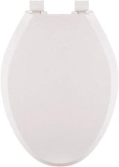 CENTOCO - 18.6 Inch Long, 1-3/4 Inch Inside Width, Polypropylene, Elongated, Closed Front with Cover, Toilet Seat - 14 Inch Outside Width, Residential Installation, White - Benchmark Tooling