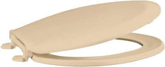 CENTOCO - 18.11 Inch Long, 1-3/4 Inch Inside Width, Polypropylene, Elongated, Closed Front with Cover, Toilet Seat - 14 Inch Outside Width, Residential Installation, Bone and Almond - Benchmark Tooling