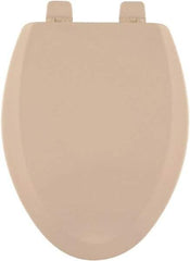 CENTOCO - 18.9 Inch Long, 2 Inch Inside Width, Polypropylene and Wood Plastic Composite, Elongated, Closed Front with Cover, Toilet Seat - 14 Inch Outside Width, Residential Installation, Bone and Almond - Benchmark Tooling