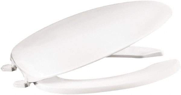 CENTOCO - 18-3/4 Inch Long, 2 Inch Inside Width, Polypropylene, Elongated, Open Front with Cover, Toilet Seat - 14 Inch Outside Width, Commercial, Hotel-Motel, Institutional Installation, White - Benchmark Tooling