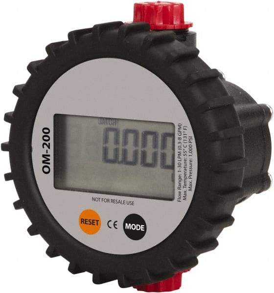 PRO-LUBE - 1/2" FNPT Port Oval Gear Flowmeter with Local Display - 1000 Max psi, 0.3 to 8 GPM, Aluminum - Benchmark Tooling